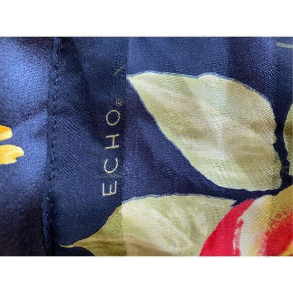 Echo women’s 100% silk floral print square scarf 34x34 - Picture 6 of 6
